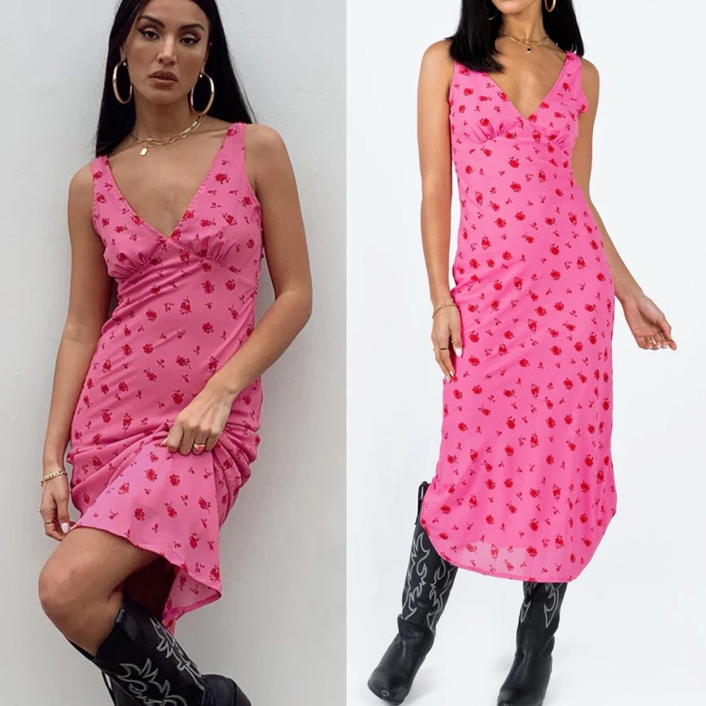 Princess Polly Pink Floral Midi Dress